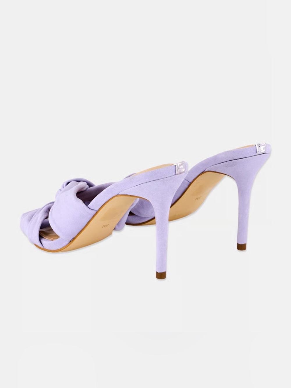 GUESS Daiva Lavender Suede Leather Slide Mules Metallic Logo | Sz. 7 NWB) - Picture 3 of 8